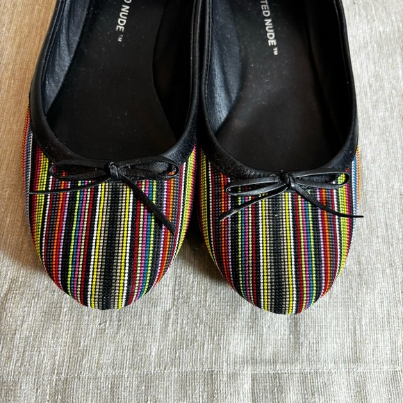 UNITED NUDE Sz 38 Multi Coloured Striped Funky Heel Slip On Ballet Flats Shoes - Picture 5 of 12